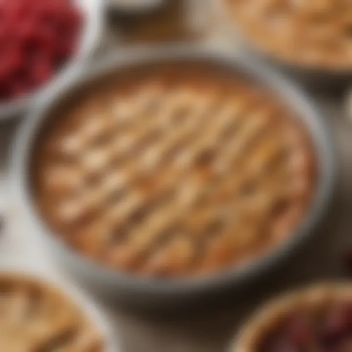 Close-up of a 5-inch pie tin filled with a luscious filling