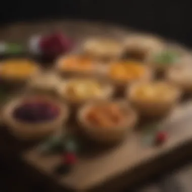 A vibrant display of mini pies on a rustic wooden table