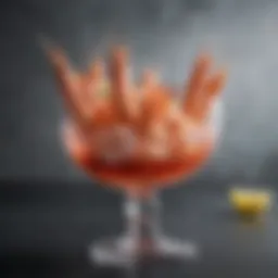 Elegant shrimp cocktail arrangement in a crystal glass