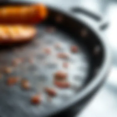 Detailed Texture of Wok Grill Pan Close-up of the wok grill pan's textured surface