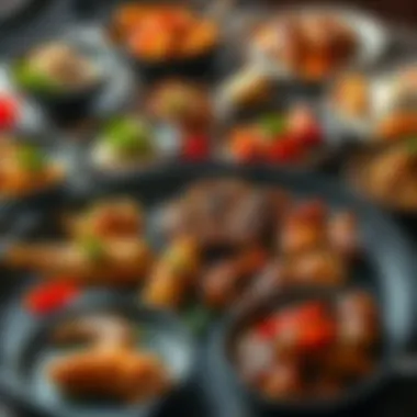 Diverse Dishes from the Wok Grill Pan Variety of dishes prepared using a wok grill pan