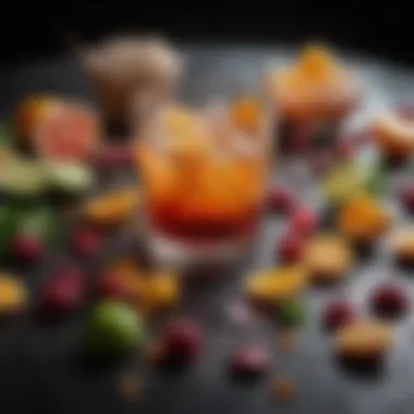Colorful ingredients laid out for crafting unique beverages