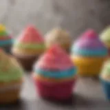 An array of colorful cupcakes showcasing various frosting techniques.