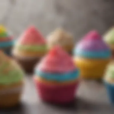 An array of colorful cupcakes showcasing various frosting techniques.