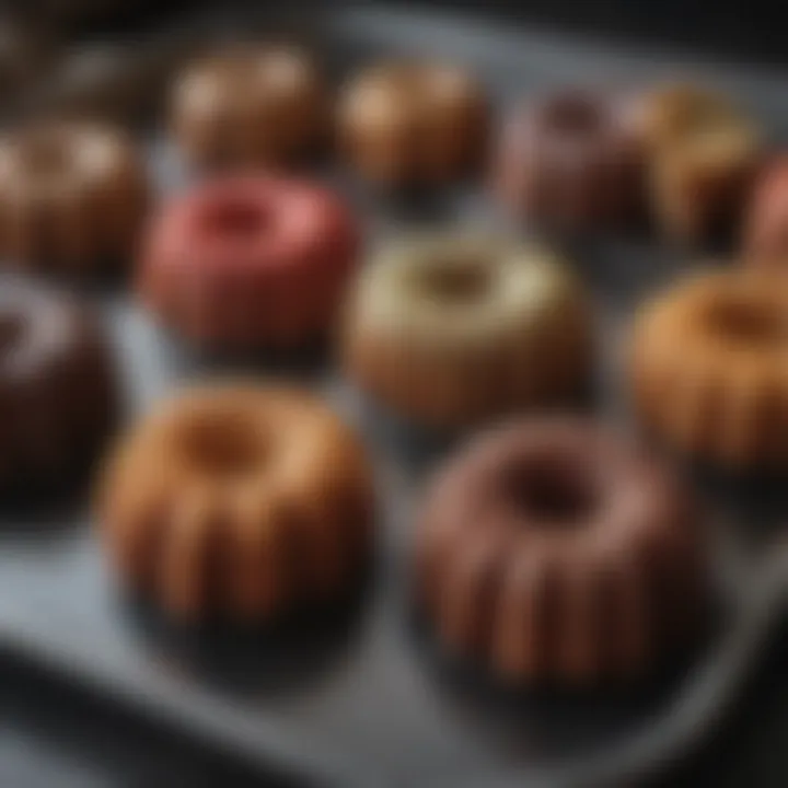 A close-up view of a mini bundt cake pan, highlighting its intricate details and non-stick surface.