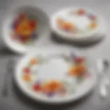 Elegant dinner plate set showcasing intricate floral patterns