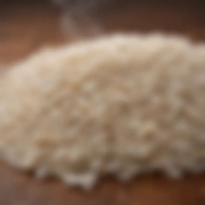 A close-up of rice grains used for making rice wine