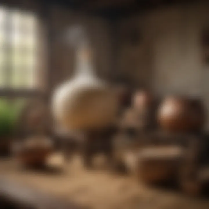 A traditional rice wine brewing setup showcasing fermentation vessels