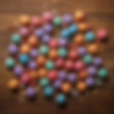 Vibrant Collection of Shower Mints Colorful assortment of shower mints displayed on a wooden surface