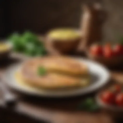 A traditional tortilla de harina in a rustic setting