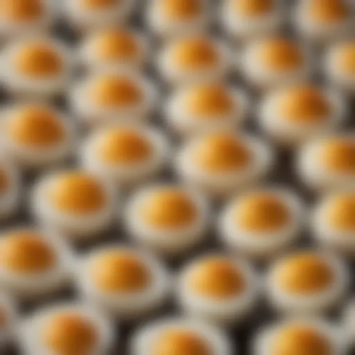 Perfectly boiled eggs arranged artistically