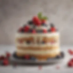 Elegant vanilla ice cream cake adorned with fresh berries