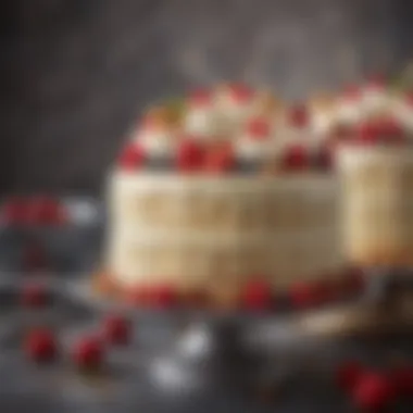 A beautifully presented vanilla ice cream cake at a festive gathering