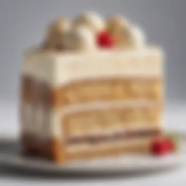 Layers of Cake and Ice Cream in Each Slice Close-up of a slice revealing layers of cake and ice cream