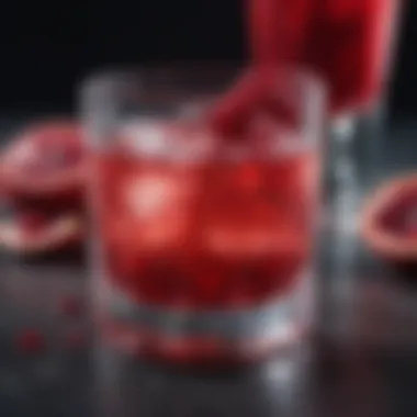 A close-up of the Vodka Pomegranate Punch in a crystal glass showcasing its rich color