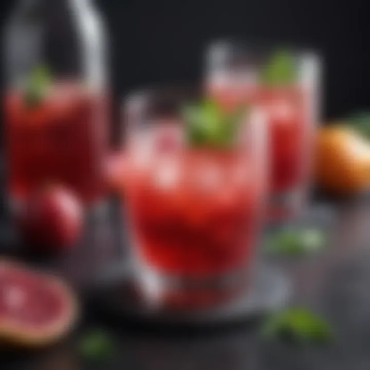 A vibrant glass of Vodka Pomegranate Punch garnished with fresh mint