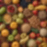 A variety of fiber-rich foods including fruits, vegetables, and whole grains.
