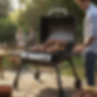 Enhancing Social Gatherings with Versatile Grilling Foldable BBQ grill set up at a social gathering