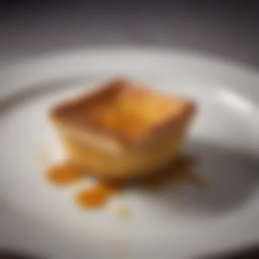 A beautifully caramelized sugar crust on a crème brûlée dish