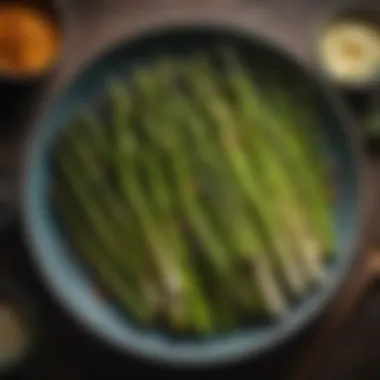 Freshly cooked asparagus presented in a vibrant dish