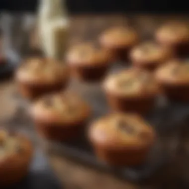 Freshly baked muffins on a rustic wooden table