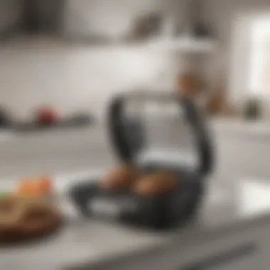 Stylish Integration of the George Foreman Grill in Modern Kitchens The George Foreman Smokeless Digital Smart Select Grill in a modern kitchen setting