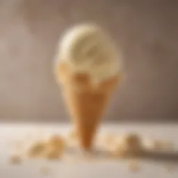 A sumptuous scoop of Haagen Dazs vanilla ice cream invitingly served in a delicate cone.
