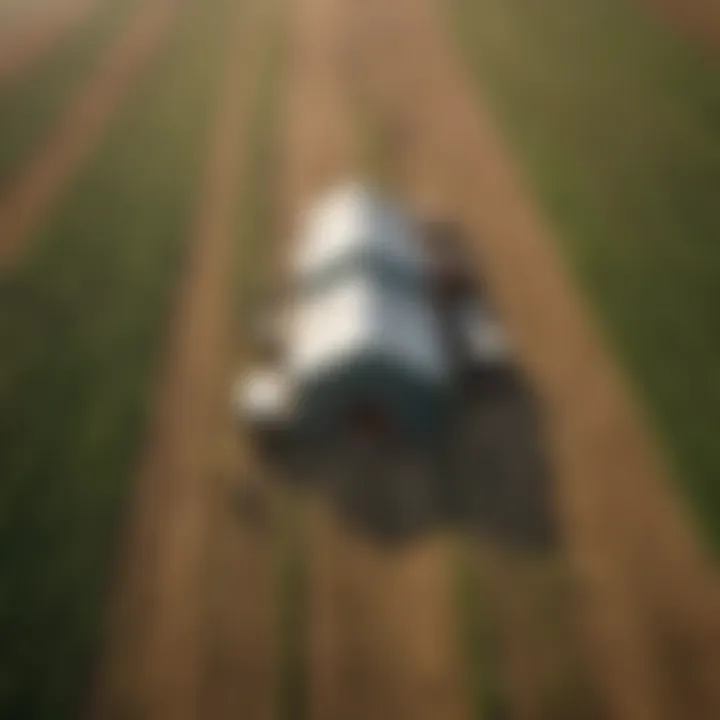 An aerial view of a sustainable farm