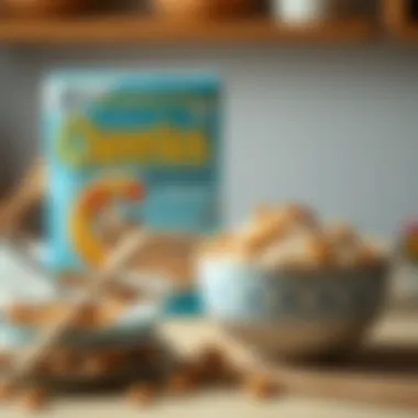 Healthy breakfast setup with Cheerios and oatmeal