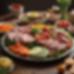A vibrant platter of lean meats and colorful vegetables showcasing a balanced meal.
