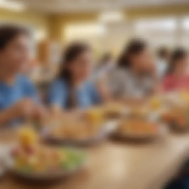 A cheerful classroom scene with students enjoying a healthy snack break, illustrating the positive environment of healthy eating.