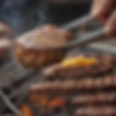 Grill tongs in action by the barbecue