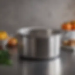 A gleaming stainless steel pot reflecting kitchen light