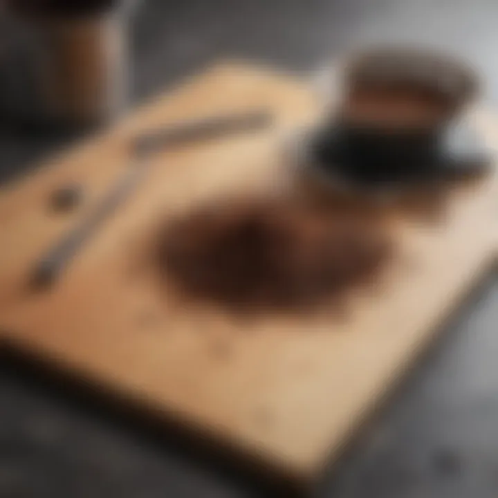 An array of tools used for drying coffee grounds placed on a countertop