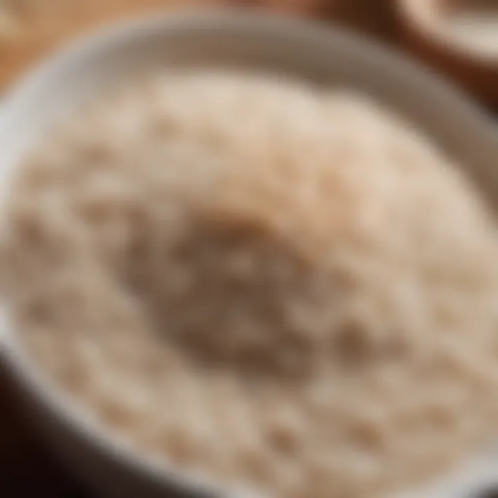 A visually appealing bowl of rice soaking in water for horchata