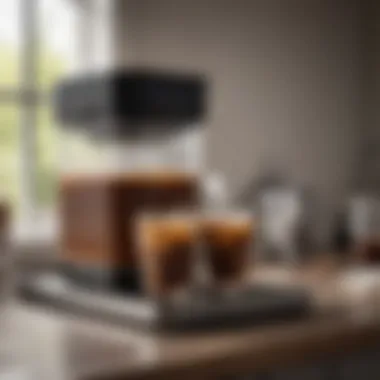 Brewing Equipment for Iced Coffee A beautifully designed brewing setup featuring a cold brew coffee maker