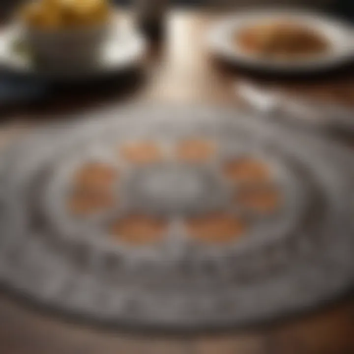 Close-up of placemats showcasing intricate designs