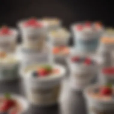 Labels of various yogurt containers highlighting live cultures