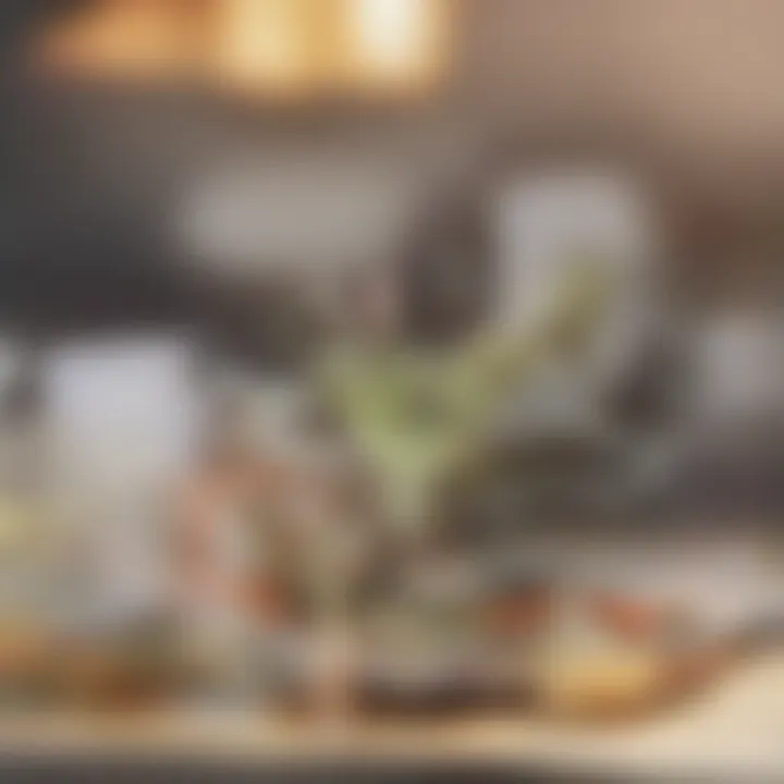 A close-up of a colorful cocktail featuring jalapeno with a sophisticated backdrop