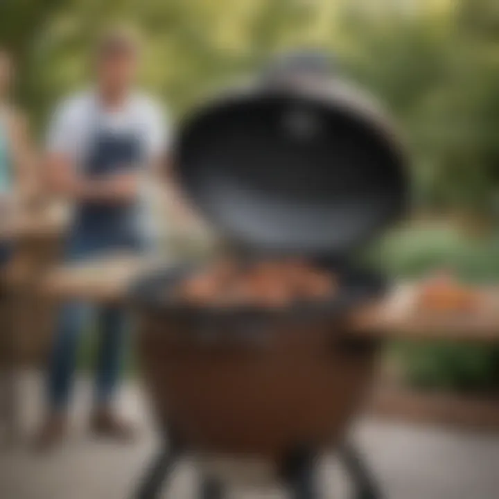 Kamado Joe Pellet Grill in action with delicious food on display