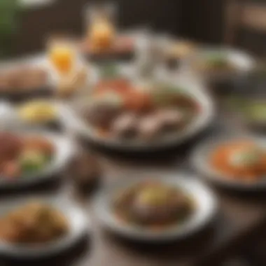 Keto Dinner Setting An inviting table set for a keto dinner with assorted dishes.