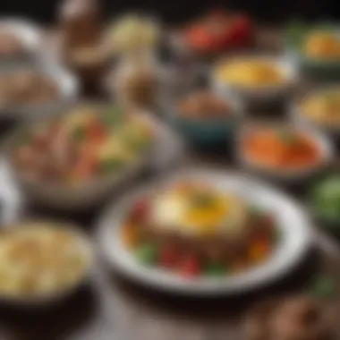 Diverse Keto Meals A colorful assortment of keto meals served on elegant dinnerware.