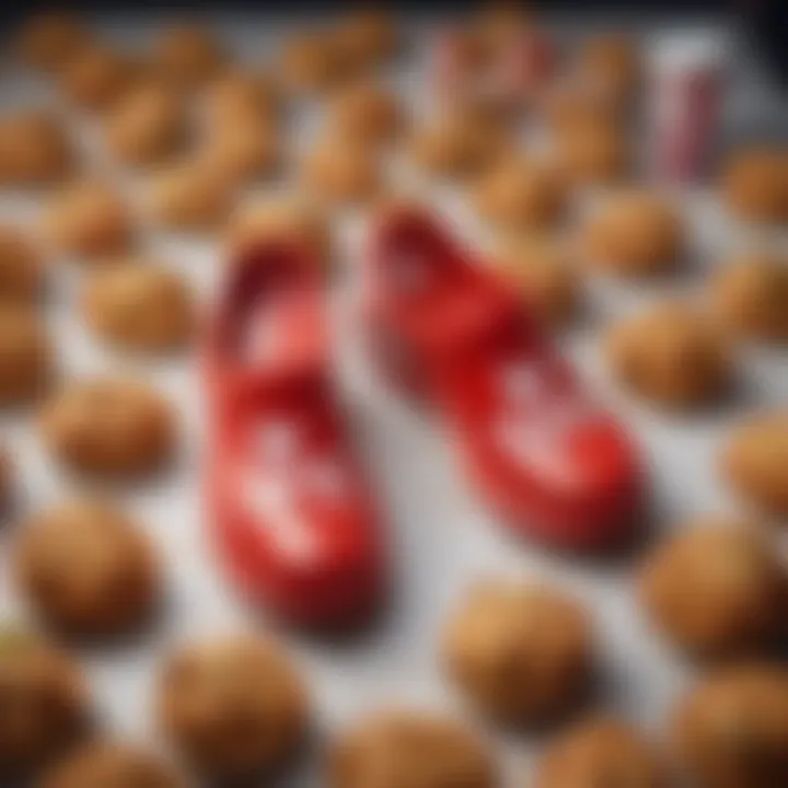 A vibrant display of the KFC Crocs showcasing their unique design elements