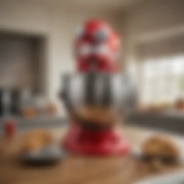 KitchenAid mixer accessories displayed alongside the mixer