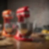 A variety of KitchenAid mixers showcasing different sizes and colors