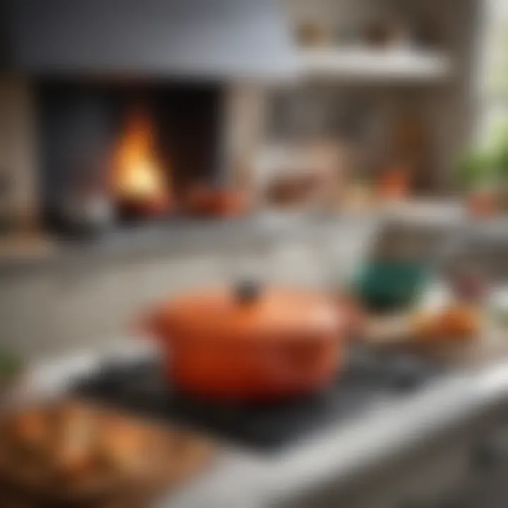 Le Creuset Dutch oven showcased in a stylish kitchen