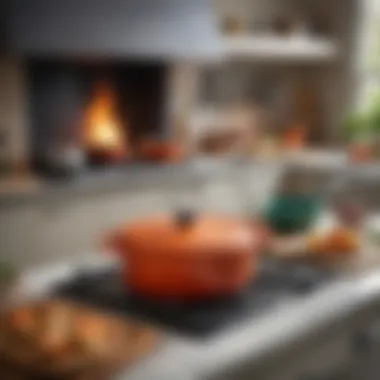 Le Creuset in a Culinary Setting Le Creuset Dutch oven showcased in a stylish kitchen