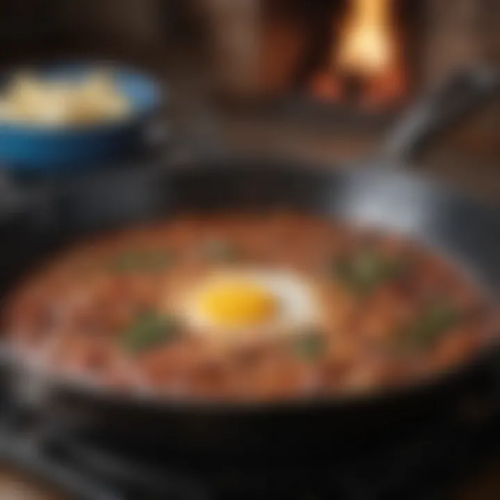 Close-up view of Lodge skillet's interior featuring smooth enamel coating