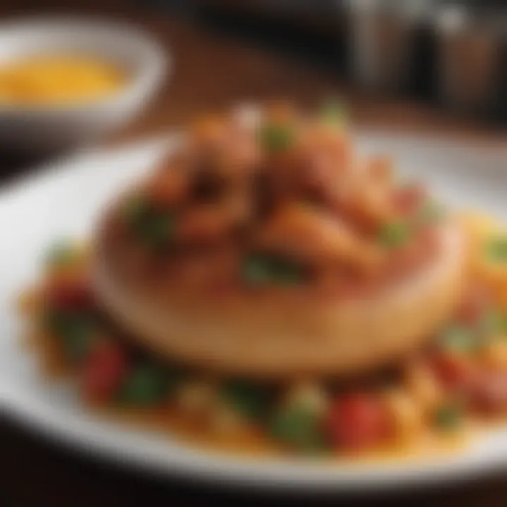 A detailed close-up of a signature dish that reflects cultural influences