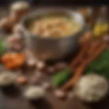 An assortment of fresh ingredients for chicken stock
